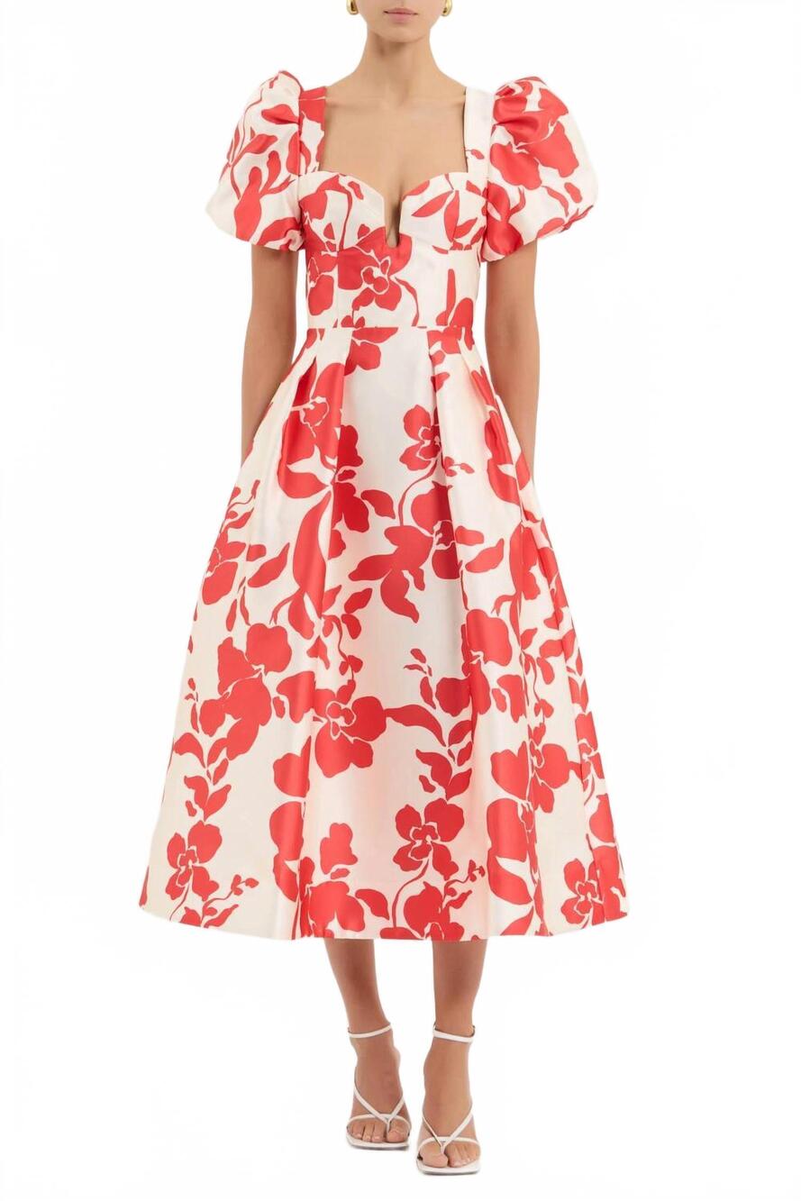 NEW REBECCA VALLANCE mayari midi dress in red